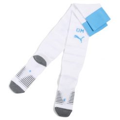 Męskie skarpety Olympique Marsylia 25/26 PUMA White Bleu Azur Blue. Białe skarpety męskie Puma, w ażurowe wzory. Za 109.00 zł.