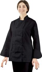 Visent BLUZA GASTRONOMICZNA DAMSKA KITEL KUCHARSKI czarny XL. Czarne bluzy damskie Visent, xl, bez wzorów, bez ramiączek, bez kaptura. Za 79.99 zł.