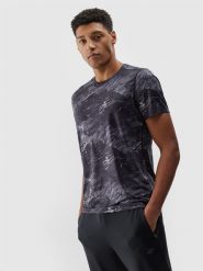 4F Koszulka treningowa z materiału z recyklingu męska - szara M. Szare t-shirty męskie 4F, m, bez wzorów, z dzianiny, bez kołnierzyka, bez ramiączek. W wyprzedaży za 69.99 zł.