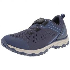 Buty trekkingowe damskie Meindl Abano Gtx. Niebieskie obuwie trekkingowe damskie MEINDL, z materiału, bez zapięcia. Za 1,323.00 zł.