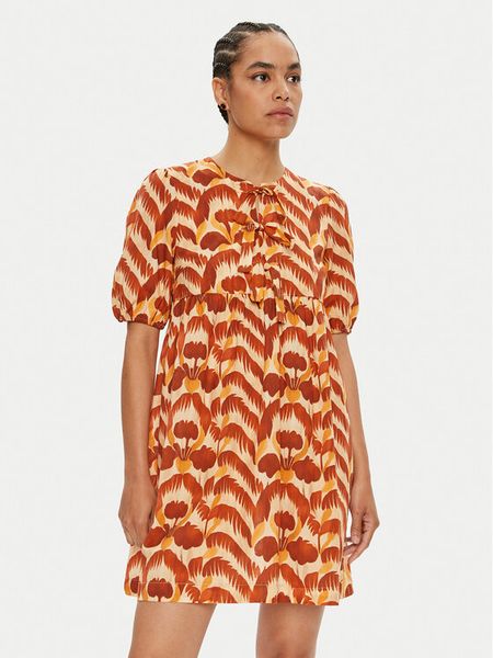 ViCOLO Sukienka letnia TB2447 Pomarańczowy Regular Fit. Brązowe sukienki damskie ViCOLO, na lato, xs, bez wzorów, z bawełny, bez kołnierzyka, bez ramiączek. Za 279.99 zł.