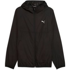 Kurtka sportowa Puma Packlite Windbreaker. Czarne kurtki sportowe damskie Puma, bez wzorów, bez ramiączek, bez kaptura, trekkingowe. Za 390.00 zł.