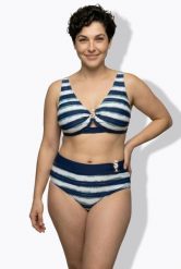 Damskie Bikini paski miękkie miseczki regulowane ramiączka. Niebieskie stroje kąpielowe damskie Ulla Popken, plus size, bez wzorów, z elastanu. Za 191.99 zł.