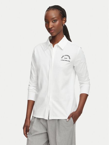 KARL LAGERFELD Koszula B3W11025 Biały Regular Fit. Białe koszule damskie KARL LAGERFELD, l, bez wzorów, z bawełny, bez kołnierzyka, bez ramiączek. Za 579.99 zł.