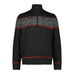 Sweter z dzianiny z zamkiem na kołnierzu CMP. Czarne swetry męskie CMP, l, bez wzorów, z dzianiny, bez kołnierzyka, bez ramiączek. Za 372.50 zł.