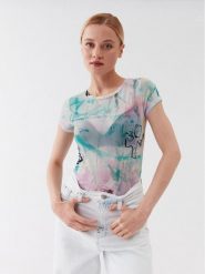 Guess T-Shirt W3YI70 KBAH2 Niebieski Slim Fit. Niebieskie t-shirty damskie Guess, l, z aplikacjami, z syntetyku, bez kołnierzyka, bez ramiączek. Za 439.99 zł.
