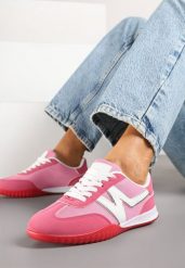 Różowe Sneakersy Klasyczne Tenisówki Istia. Czerwone trampki i tenisówki damskie Renee, z aplikacjami, z jeansu, bez zapięcia. Za 79.99 zł.