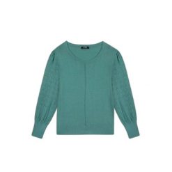 Sweter damski TBS Emana. Zielone swetry nierozpinane damskie TBS, s, bez wzorów, z dzianiny, eleganckie, bez kołnierzyka, bez ramiączek. Za 327.50 zł.