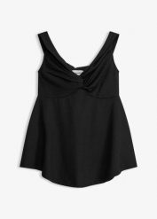 Top z odkrytymi ramionami ze strukturalnego materiału. Czerwone topy damskie bonprix, bez wzorów, eleganckie, bez kołnierzyka, bez ramiączek. Za 27.99 zł.