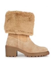 Geox Botki D Damiana A D36QCA 022BH CS65A Beżowy. Brązowe botki damskie Geox, bez wzorów, ze skóry, bez obcasa, na słupku, bez zapięcia. Za 679.99 zł.