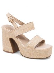DeeZee Sandały KY8505-1 Beżowy. Brązowe sandały damskie DeeZee, bez wzorów, z materiału, bez obcasa, na słupku, bez zapięcia. Za 89.99 zł.