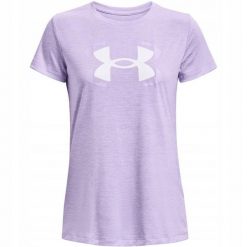 Damska Koszulka Z Krótkim Rękawem Z Grafiką Tech Twist. Fioletowe bluzki damskie Under Armour, bez wzorów, sportowe, bez kołnierzyka, bez ramiączek. Za 161.99 zł.