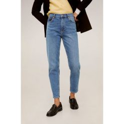 Mango - Jeansy Newmom. Niebieskie jeansy damskie Mango, bez wzorów, z bawełny, z podwyższonym stanem. Za 139.90 zł.