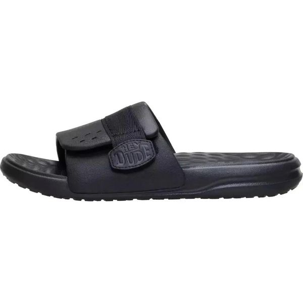 HeyDude Męskie Klapki Wave Alt Slide. Czarne klapki męskie Hey dude, bez wzorów, z materiału, bez zapięcia. Za 199.00 zł.
