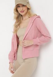 Różowa Bluza z Kapturem Zapinana na Zamek Błyskawiczny Etarvia. Czerwone bluzy damskie Born2be, na lato, l, bez wzorów, klasyczne, bez ramiączek, z kapturem. Za 34.99 zł.