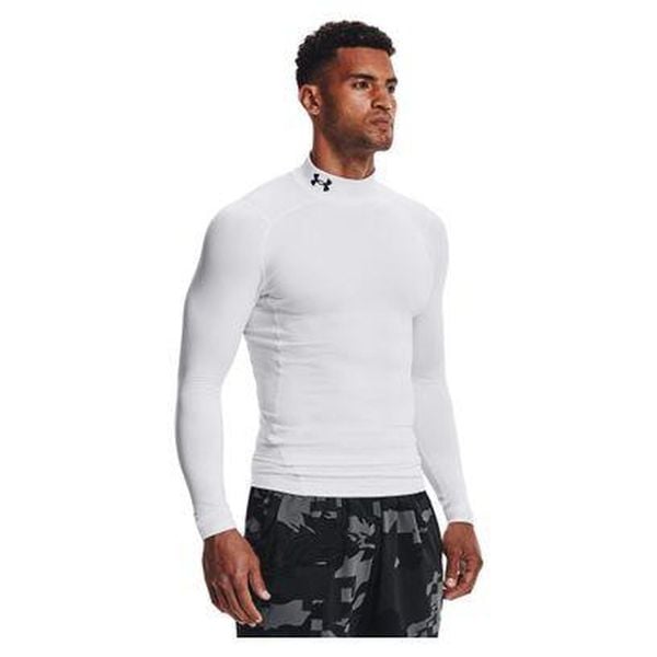 Koszulka męska termoaktywna treningowa Under Armour z długim rękawem. Białe bluzy męskie Under Armour, l, bez wzorów, sportowe, bez ramiączek, bez kaptura. Za 144.14 zł.