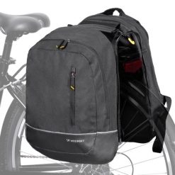 Torba rowerowa na bagażnik Wozinsky wodoodporna 30 L czarny. Czarne torby na laptopa damskie Wozinsky, bez wzorów, z materiału, na ramię. Za 166.99 zł.