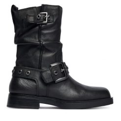 Botki Tamaris. Czarne botki damskie Tamaris, bez wzorów, bez obcasa, na słupku, bez zapięcia. Za 359.99 zł.