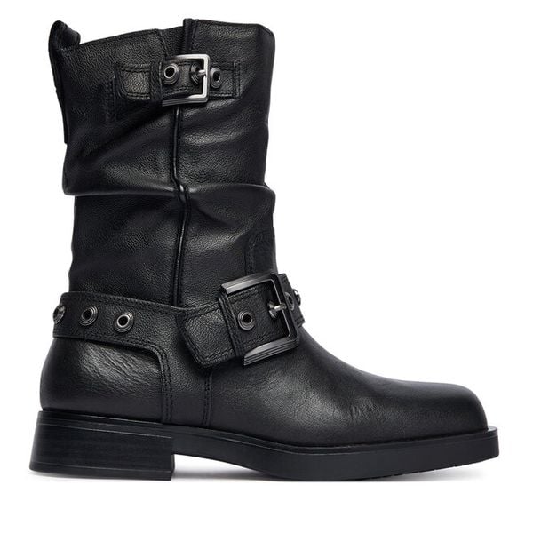 Botki Tamaris. Czarne botki damskie Tamaris, bez wzorów, bez obcasa, na słupku, bez zapięcia. Za 359.99 zł.