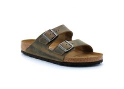 Klapki męskie Birkenstock Arizona. Szare klapki męskie Birkenstock, bez wzorów, z materiału, z otwartym noskiem, bez zapięcia. Za 419.00 zł.