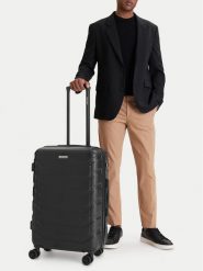 GINO ROSSI Walizka średnia CEO-GIN-M-001-05-BLACK2 Czarny. Czarne walizki męskie Gino Rossi, bez wzorów, z tworzywa sztucznego, średnie. Za 279.99 zł.