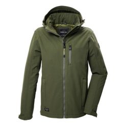 Kurtka softshell z kapturem Killtec GW 29. Szare kurtki męskie GIGA DX, bez wzorów, z softshellu, z kapturem, trekkingowe. W wyprzedaży za 470.00 zł.