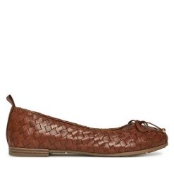 Baleriny Marco Tozzi. Brązowe balerinki damskie Marco Tozzi, bez wzorów, bez obcasa, bez zapięcia. Za 229.99 zł.