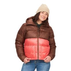 Kurtka puchowa damska Marmot Guides Down Hoody. Brązowe kurtki sportowe damskie Marmot, s, bez wzorów, z puchu, bez ramiączek, bez kaptura, trekkingowe. Za 899.99 zł.