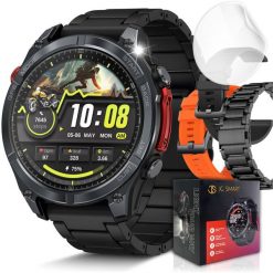 Smartwatch Męski Zegarek AMOLED GPS IP69K 5ATM Kompas Menu POLSKI + 3 PASKI. Zegarki męskie JG Smart, bez wzorów. Za 439.90 zł.