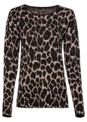 Cienki sweter w żakardowy wzór. Brązowe swetry nierozpinane damskie bonprix, bez wzorów, z żakardem, bez kołnierzyka, bez ramiączek. Za 114.99 zł.