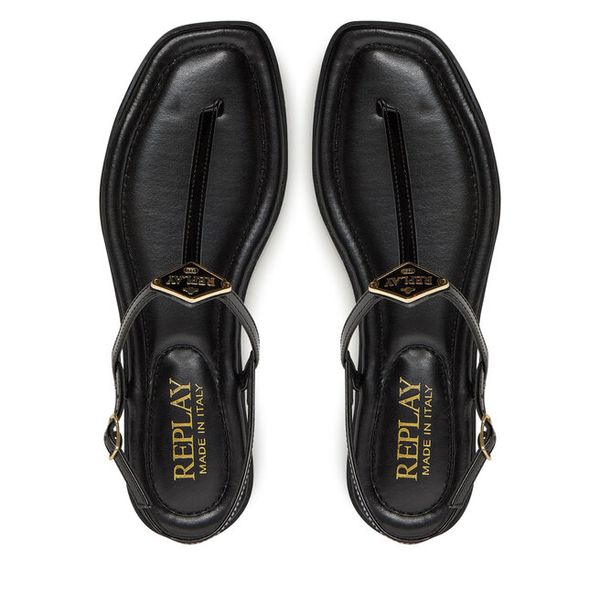 Sandały REPLAY. Czarne sandały damskie Replay, bez wzorów, bez obcasa, na płaskiej podeszwie, bez zapięcia. Za 409.99 zł.