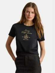 LAUREN RALPH LAUREN T-Shirt 200P13943001 Czarny Regular Fit. Czarne t-shirty damskie Lauren Ralph Lauren, s, bez wzorów, z bawełny, bez kołnierzyka, bez ramiączek. Za 549.99 zł.