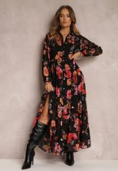 Czarna Sukienka Klymano. Czarne sukienki damskie Renee, l, bez wzorów, bez kołnierzyka, bez ramiączek, maxi, koszulowe. Za 139.99 zł.