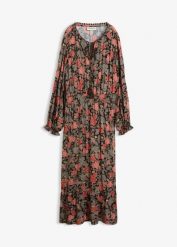 Długa sukienka z czystej wiskozy. Brązowe sukienki damskie bonprix, bez wzorów, z wiskozy, bez kołnierzyka, bez ramiączek, maxi. Za 189.99 zł.
