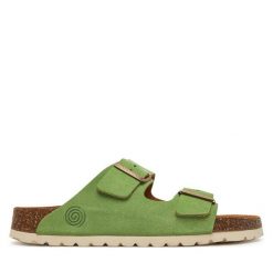 Klapki Dr. Brinkmann. Zielone klapki damskie Dr. Brinkmann, bez wzorów, bez obcasa, bez zapięcia. Za 249.99 zł.