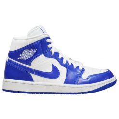 Buty sportowe damskie Air Jordan 1 Mid. Niebieskie obuwie sportowe damskie Jordan, bez wzorów, bez zapięcia. Za 674.49 zł.