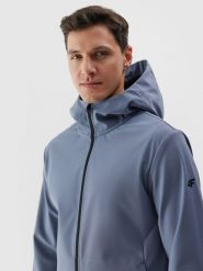 4F Kurtka softshell wiatroodporna membrana 5000 męska - niebieska XXL. Niebieskie kurtki męskie 4F, na zimę, m, bez wzorów, z dzianiny, z kapturem, wspinaczkowe, windstopper. W wyprzedaży za 139.99 zł.