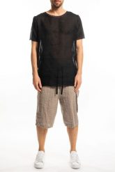 Takeshy Kurosawa T-shirt "Lino" | 83333 | Lino | Mężczyzna | Czarny. Czarne t-shirty męskie Takeshy Kurosawa, l, bez wzorów, z bawełny, bez kołnierzyka, bez ramiączek. W wyprzedaży za 299.00 zł.