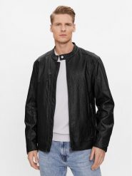 Guess Kurtka z imitacji skóry M4RL08 WFW30 Czarny Regular Fit. Czarne kurtki męskie Guess, m, z aplikacjami, ze skóry, bez kaptura. Za 679.99 zł.