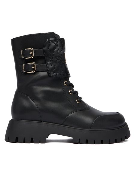 Just Cavalli Trapery 79RA3S97 ZSD64 Czarny. Czarne trapery damskie Just Cavalli, ze skóry, bez zapięcia. Za 569.99 zł.