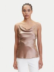 Marciano Guess Top 4YGH09 7117A Beżowy Classic Fit. Brązowe topy damskie Marciano Guess, z aplikacjami, z jedwabiu, bez kołnierzyka, bez ramiączek. Za 239.99 zł.