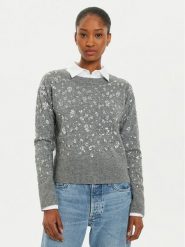 OUI Sweter 89197 1240107 Szary Relaxed Fit. Szare swetry nierozpinane damskie Oui, bez wzorów, z syntetyku, bez kołnierzyka, bez ramiączek. Za 379.99 zł.