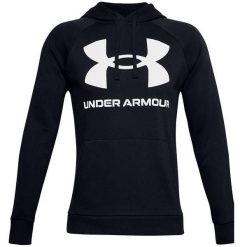 Bluza fitness męska Under Armour Rival Fleece Big Logo HD. Czarne bluzy sportowe męskie Under Armour, m, bez wzorów, bez kaptura, na fitness i siłownię. Za 129.99 zł.
