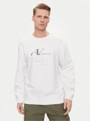 Calvin Klein Jeans Bluza Monogram Echo J30J325516 Biały Regular Fit. Białe bluzy męskie Calvin Klein Jeans, m, bez wzorów, z bawełny, bez ramiączek, bez kaptura. Za 339.99 zł.