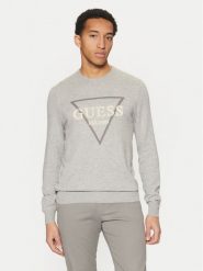 Guess Sweter M5RR02 Z3KI1 Szary Regular Fit. Szare swetry męskie Guess, m, z aplikacjami, z bawełny, bez kołnierzyka, bez ramiączek. Za 269.99 zł.