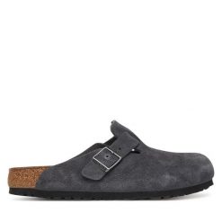 Klapki Birkenstock. Szare klapki męskie Birkenstock, bez wzorów, bez zapięcia. Za 639.99 zł.