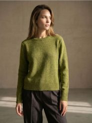 Sweter chunky z domieszką wełny - zielony. Zielone swetry nierozpinane damskie Sinsay, l, bez wzorów, z wełny, bez kołnierzyka, bez ramiączek. Za 39.99 zł.