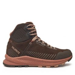 Trekkingi Dolomite. Brązowe obuwie sportowe damskie Dolomite, bez wzorów, bez zapięcia, trekkingowe. Za 629.99 zł.
