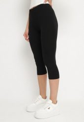 Czarne Bawełniane Legginsy z Wysokim Stanem o Długości 3/4 Firofea. Czarne legginsy damskie Born2be, bez wzorów, z bawełny. Za 19.99 zł.