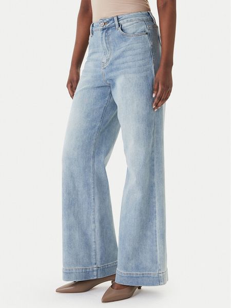 Eleh Jeansy EL112 Niebieski Wide Leg. Niebieskie jeansy damskie Eleh, bez wzorów, z bawełny. Za 285.99 zł.